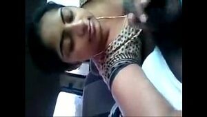 My sister sucking my cock and swallowing my cum in car