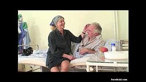 Granny watches grandpa fucks nurse in hospital