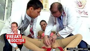 Aged gyn doctor spreads young Lily pussy