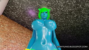 Sexy 3D Blue Alien Monster Babe With Big Tits In Adult MMO!